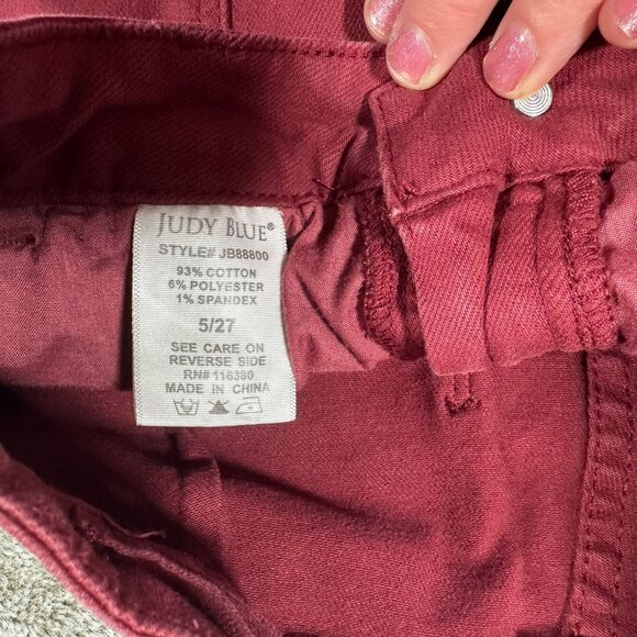 Judy Blue High-Rise Front-Seam Straight Jeans Sz 5/27 Burgandy - Picture 7 of 11